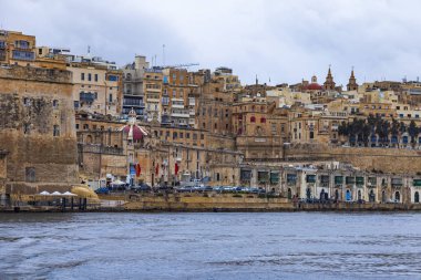 Valletta, Malta, üzerinde 8 Ocak 2019. Deniz şehirden panoramik manzaralı 