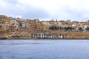 Valletta, Malta, üzerinde 8 Ocak 2019. Deniz şehirden panoramik manzaralı 