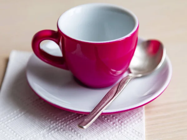 Rózsaszín Kávé Csésze Csészealj — Stock Fotó