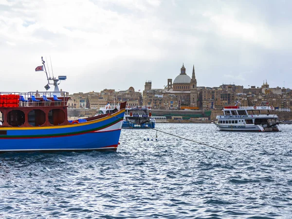 Valletta Malta Janeiro 2019 Uma Vista Panorâmica Tradicional Cidade Mar — Fotografia de Stock