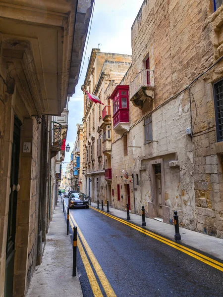 Valletta Malta Den Januari 2019 Gatan Gamla Staden Upprepar Yta — Stockfoto