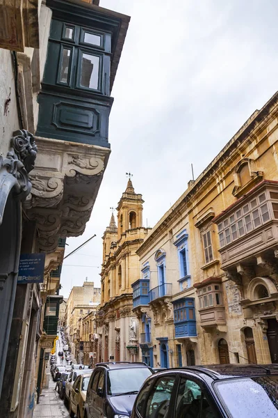 Valletta Malta Den Januari 2019 Gatan Gamla Staden Upprepar Yta — Stockfoto