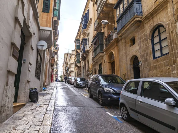 Valletta Malta Den Januari 2019 Gatan Gamla Staden Upprepar Yta — Stockfoto