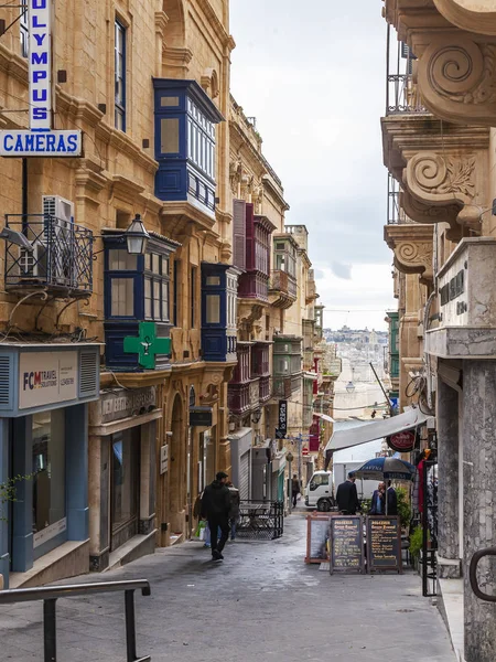 Valletta Malta Den Januari 2019 Gatan Gamla Staden Upprepar Yta — Stockfoto