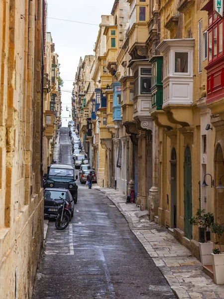 Valletta Malta Den Januari 2019 Gatan Gamla Staden Upprepar Yta — Stockfoto