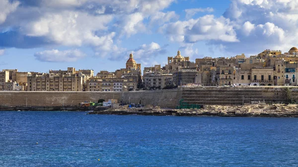 Valletta Málta Január 2019 Egy Hagyományos Panorámás Kilátás Nyílik Városra — Stock Fotó