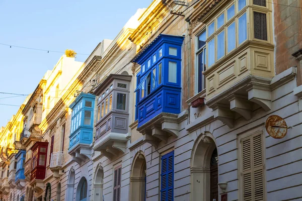 Sliema Malta January 2019 Fragment Facade Traditional House Characteristic Detail — Stock Photo, Image