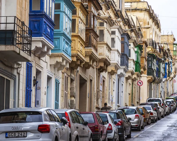 Sliema Malta Enero 2019 Vista Urbana Calle Casco Antiguo Fachadas — Foto de Stock