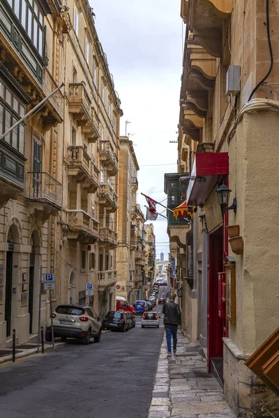Valletta Malta Den Januari 2019 Gatan Gamla Staden Upprepar Yta — Stockfoto