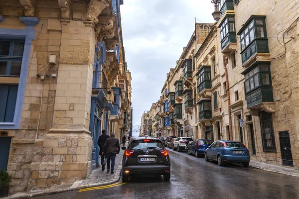 Valletta Malta Den Januari 2019 Arkitektoniskt Komplex Gatan Gamla Stan — Stockfoto