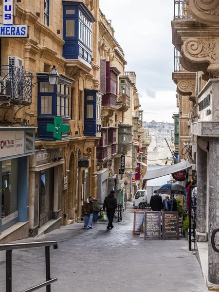 Valletta Malta Den Januari 2019 Arkitektoniskt Komplex Gatan Gamla Stan — Stockfoto