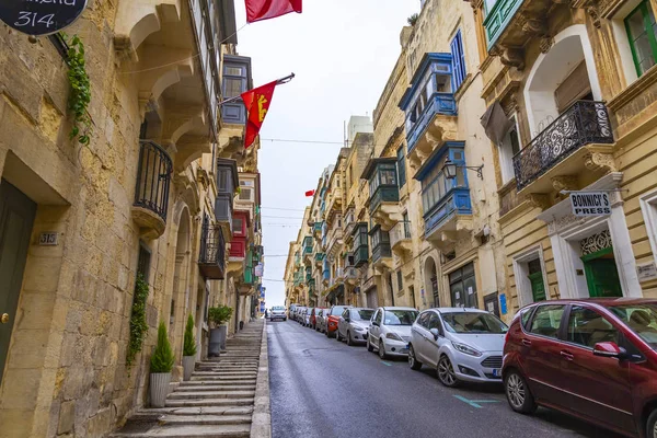 Valletta Malta Den Januari 2019 Den Pittoreska Gatan Med Stege — Stockfoto