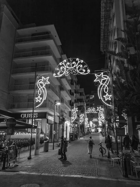 Sliema Malta Janeiro 2019 Olha Noite Aterro Pitoresco Baía Iluminado — Fotografia de Stock