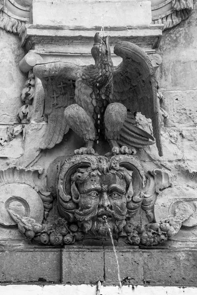 Valletta Malta January 2019 Architecture Old City Ancient Fountain Decorates — Stock Photo, Image