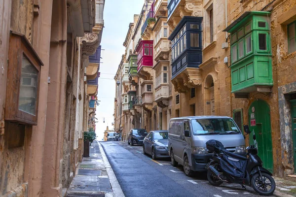 Valletta Malta Ledna 2019 Pohled Městskou Lidé Chodí Rušné Nákupní — Stock fotografie