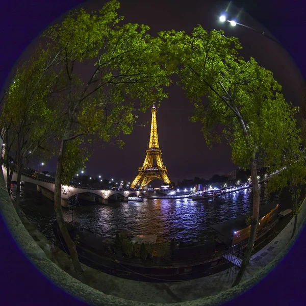 Париж Франция Октября 2018 Эйфелева Башня Tour Eiffel Evening Lighting — стоковое фото