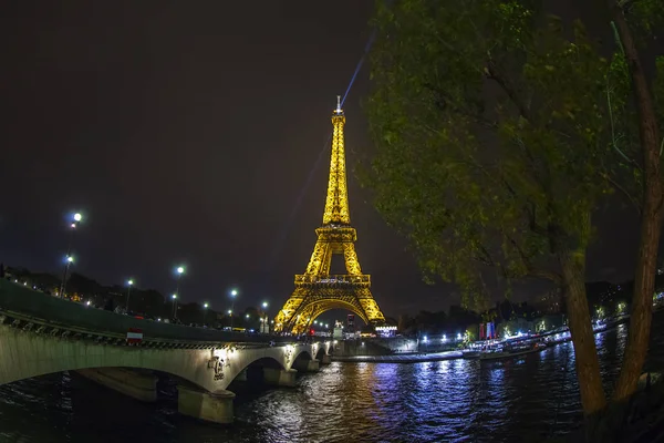 París Francia Octubre 2018 Torre Eiffel Tour Eiffel Iluminación Nocturna — Foto de Stock