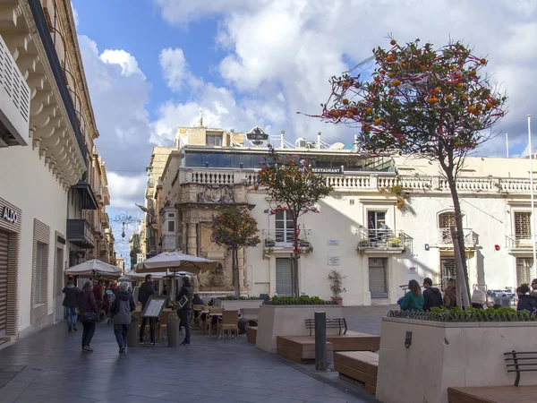 Valletta Malta Den Januari 2019 Urban Visa Människor Går Längs — Stockfoto