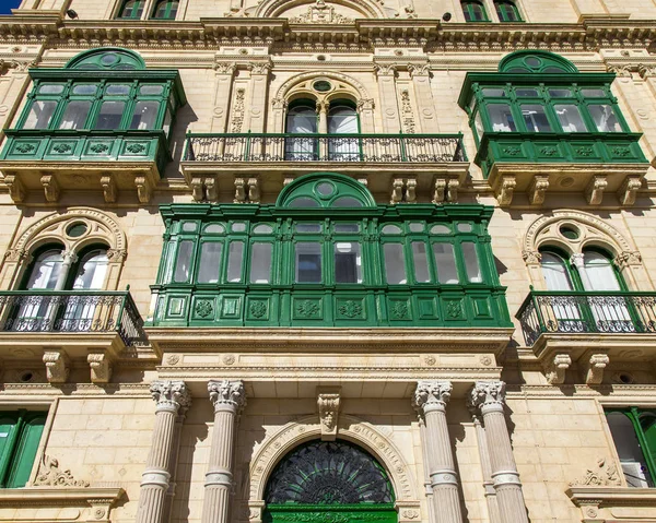 Valletta Malta January 2019 Traditional Various Picturesque Balconies Characteristic Old — Stock Photo, Image