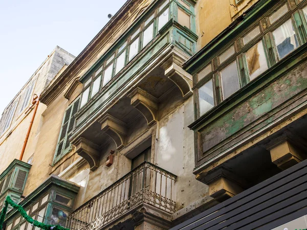 Valletta Malta Januar 2019 Die Traditionellen Verschiedenen Malerischen Balkone Charakteristisch — Stockfoto