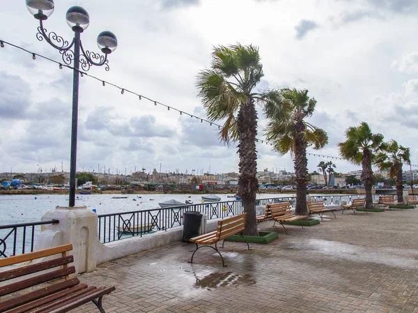 Sliema Malta January 2019 Architectural Complex Beautiful Embankment Bay — Stock Photo, Image