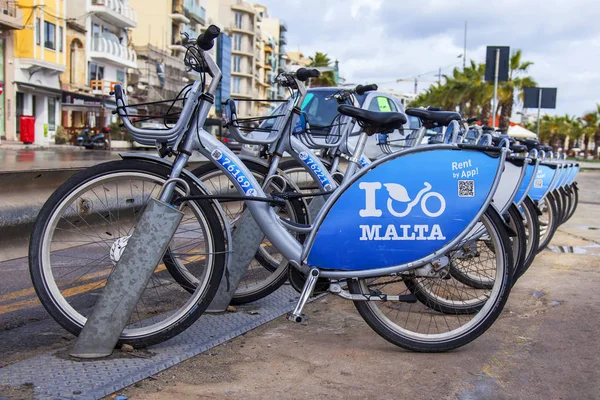 Gzira Malta Enero 2019 Alquiler Centro Bicicletas Terraplén —  Fotos de Stock