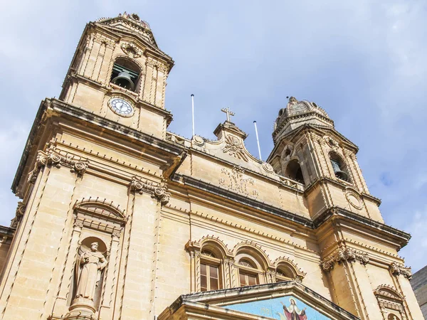 Gzira Malta Janeiro 2019 Fragmento Uma Fachada Catedral — Fotografia de Stock