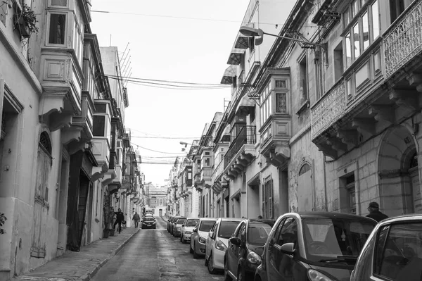 Sliema Malta Ledna 2019 Pohled Městskou Ulici Starém Městě Fasády — Stock fotografie