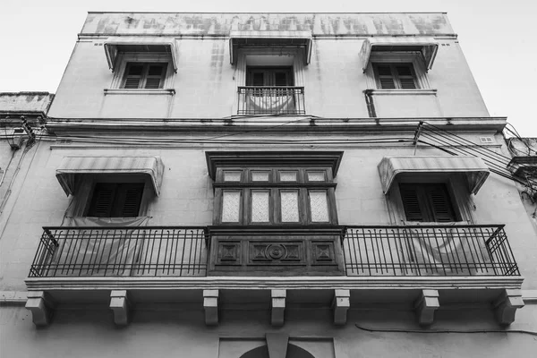 Sliema Malta January 2019 Fragment Facade Traditional House Characteristic Detail — Stock Photo, Image