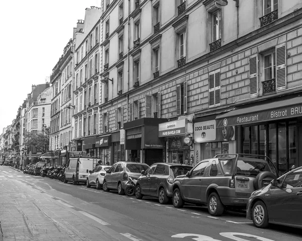 Paris France October 2018 Typical City Street Historical Building Cars — Stock Photo, Image