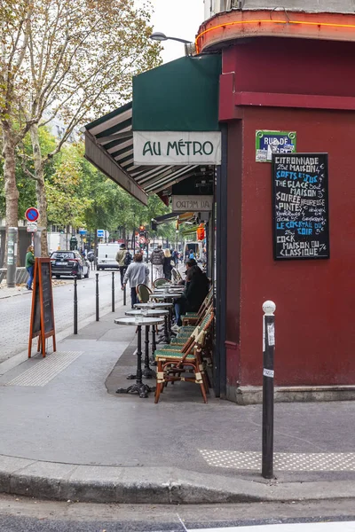 Paris France Octobre 2018 Rue Typiquement Parisienne Matin Tables Café — Photo