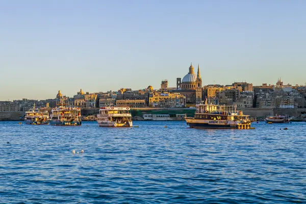 Валлетта Мальта Січень 2019 Вид Місто Від Моря — стокове фото