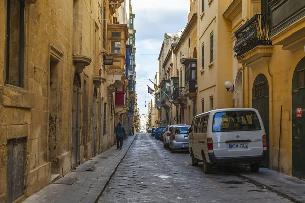 Sliema Malta Janeiro 2019 Vista Urbana Rua Estreita Cidade Velha — Fotografia de Stock