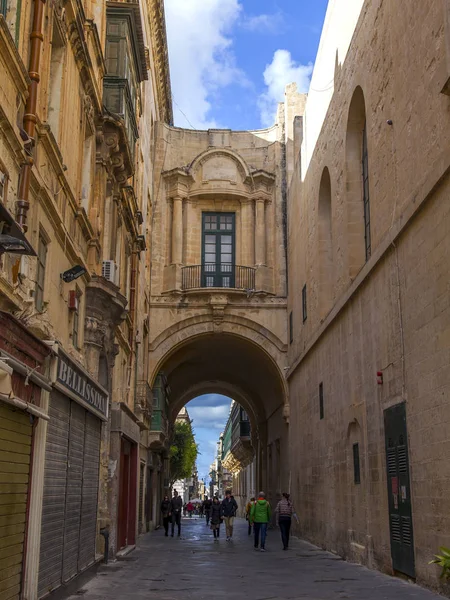 Valletta Malta Den Januari 2019 Den Vackra Gatan Med Pass — Stockfoto