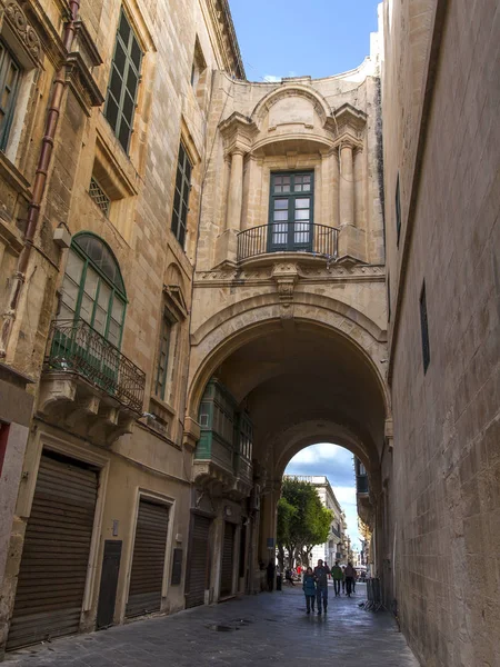 Valletta Malta Den Januari 2019 Den Vackra Gatan Med Pass — Stockfoto