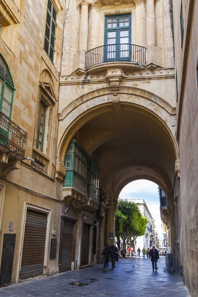 Valletta Malta Januar 2019 Die Schöne Straße Mit Pass Unter — Stockfoto