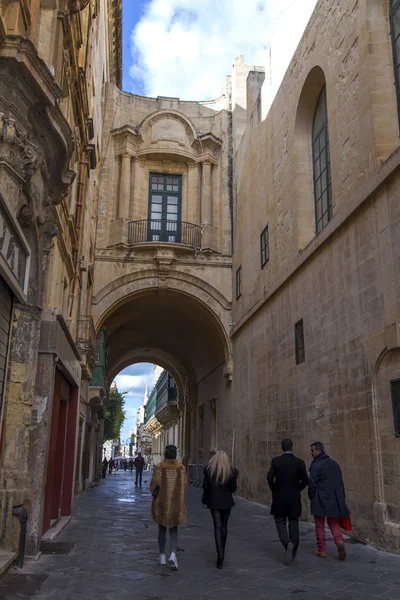 Valletta Malta Den Januari 2019 Den Vackra Gatan Med Pass — Stockfoto