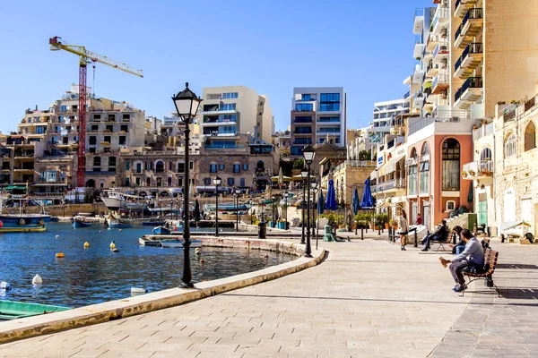 San Giljan Malta Enero 2019 Complejo Arquitectónico Del Hermoso Terraplén —  Fotos de Stock