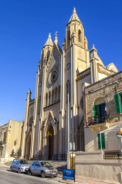 San Giljan Malta Ledna 2019 Průčelí Farního Kostela Panny Marie — Stock fotografie