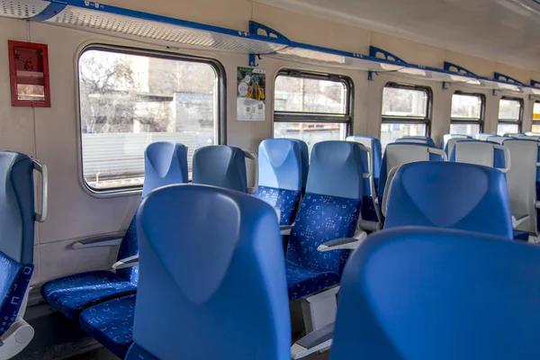 Moscow Russia Abril 2019 Interior Carro Moderno Trem Elétrico Regional — Fotografia de Stock