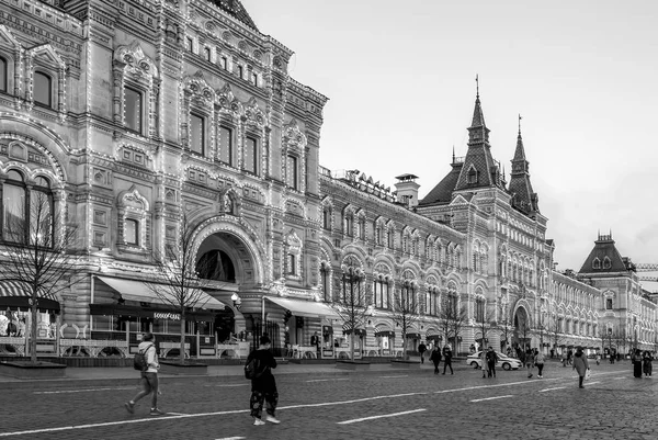 Mosca Russia Aprile 2019 Una Facciata Negozio Storico Gum Illuminazione — Foto Stock