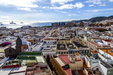 Las-Palmas Gran Canaria, Ispanya, 8 Ocak 2018. Katedralin anket platformundan şehrin merkezi kısmının bir görünümü