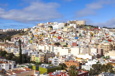 Las-Palmas Gran Canaria, Ispanya, 8 Ocak 2018. Katedralin anket platformundan şehrin merkezi kısmının bir görünümü