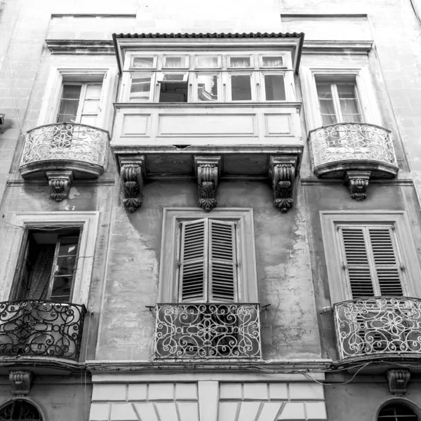 Valletta Malta January 2019 Various Picturesque Balconies Characteristic Old Town — Stock Photo, Image