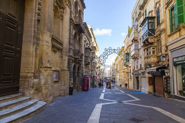 Valletta Malta January 2019 Beautiful Street Repeats Local Landscape Old — Stock Photo, Image