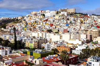 Las-Palmas Gran Canaria, Ispanya, 8 Ocak 2018. Katedralin anket platformundan şehrin merkezi kısmının bir görünümü