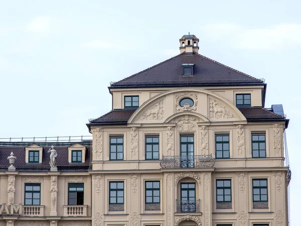 Munique Alemanha Agosto 2018 Fragmento Uma Fachada Edifício Típico Capital — Fotografia de Stock
