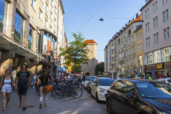 Monachium Niemcy Sierpnia 2018 Typowa Architektura Miasta Ulica Alstadt Stare — Zdjęcie stockowe