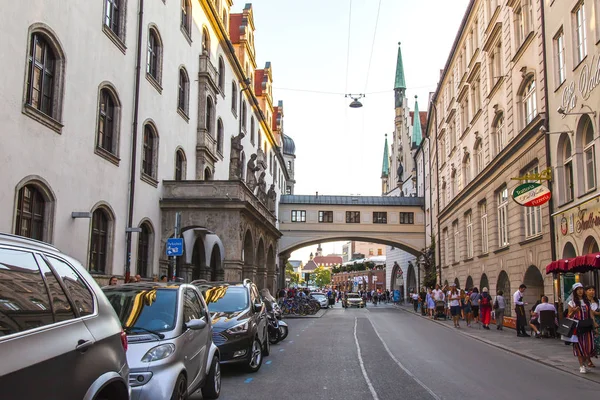 Münih Almanya Ağustos 2018 Tipik Şehir Mimarisi Alstadt Sokak Eski — Stok fotoğraf