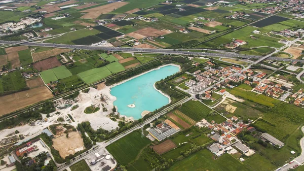 Vista Superficie Terrestre Desde Una Ventana Del Avión Volando Gran — Foto de Stock